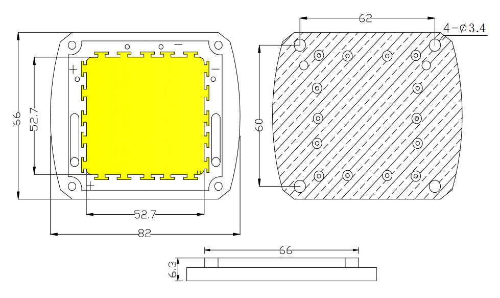 200W-500W Custom High CRI Full Spectrum White High Power LED Package Dimensions
