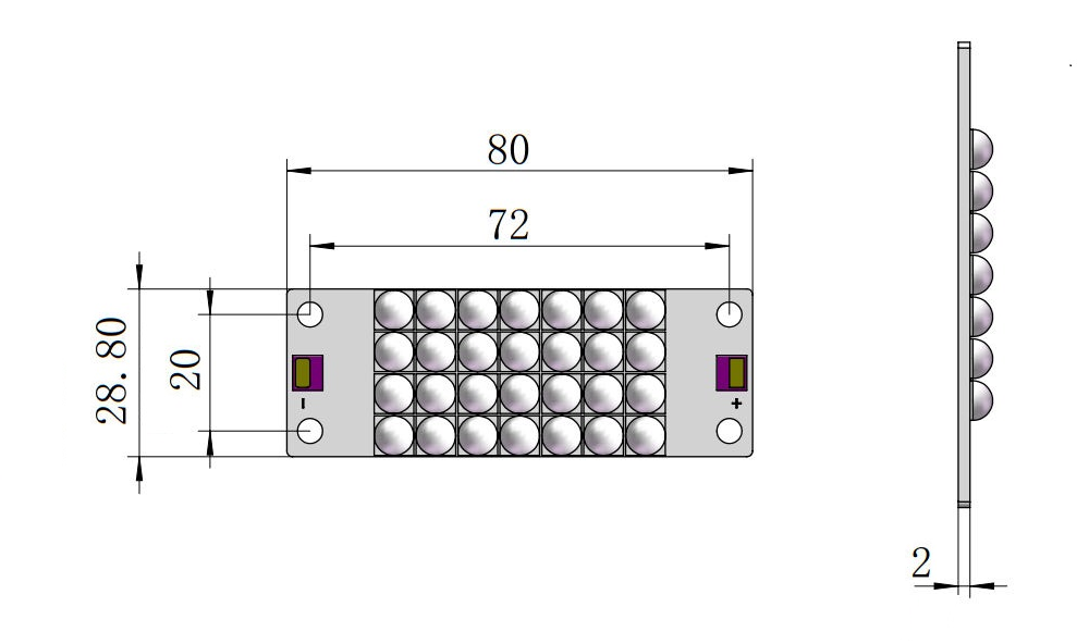 Custom 280W UV LED Module for UV Curing and Medical Package Dimensions