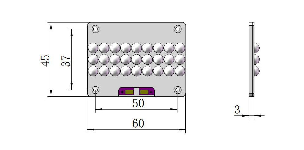 Custom 265W UV LED Module for UV Curing and Medical Package Dimensions