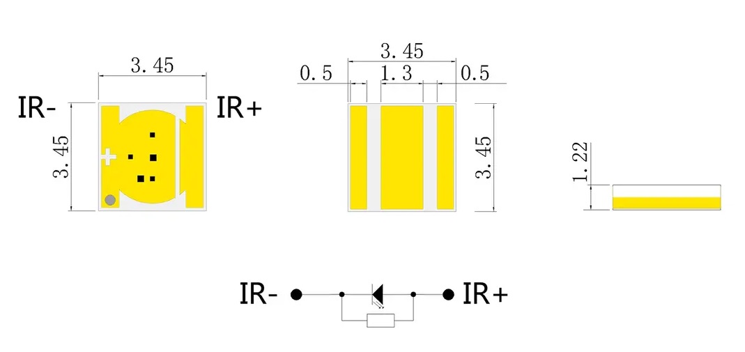 850nm VCSEL Laser SMD3535 IR LED Package Dimensions