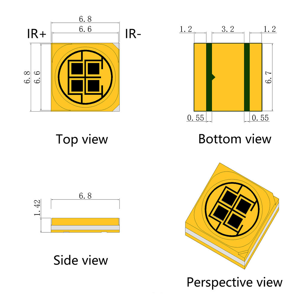 850nm SMD7070 8W VCSEL Laser IR LED Package Dimensions